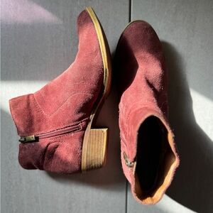 Lucky Brand Suede Ankle Boots - Burgundy